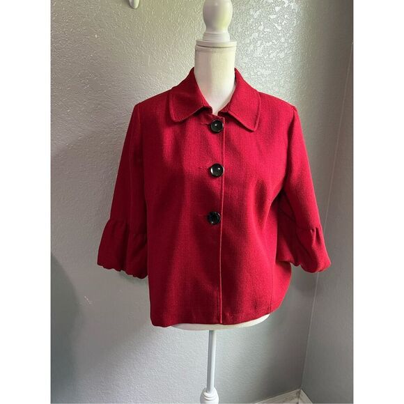 Ingredients red suit blazer ends at waist with bell sleeves - large - Picture 1 of 6